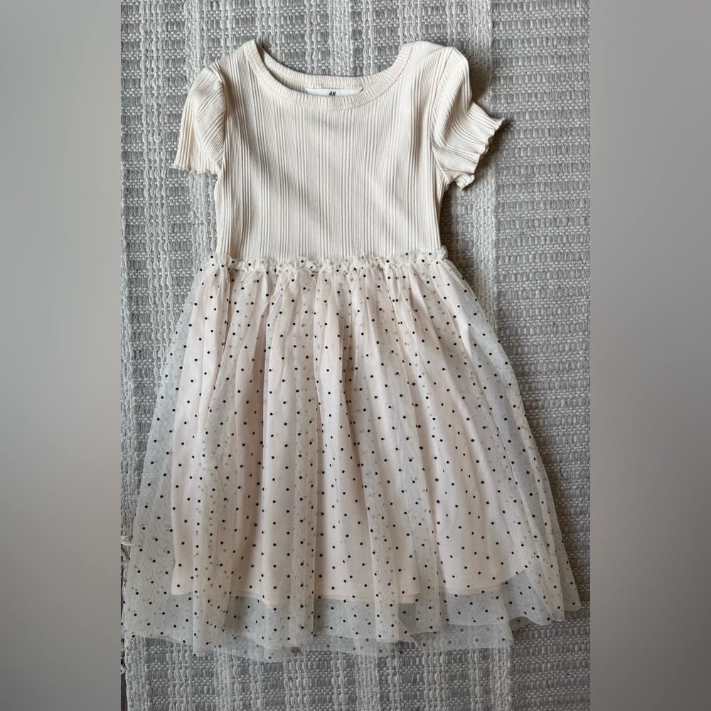 H&M Cream Kids Dress with Polka Dot Tulle Skirt